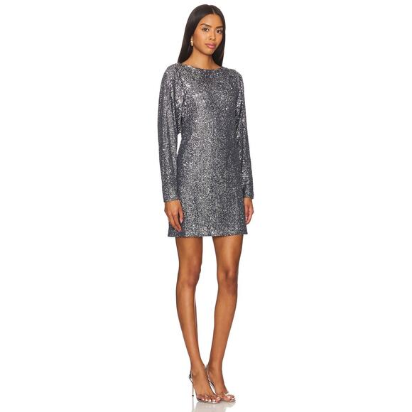 Steve Madden Revolve Ginger Dress Silver Sequin Party Shift Dress 8 NWT - Picture 4 of 8